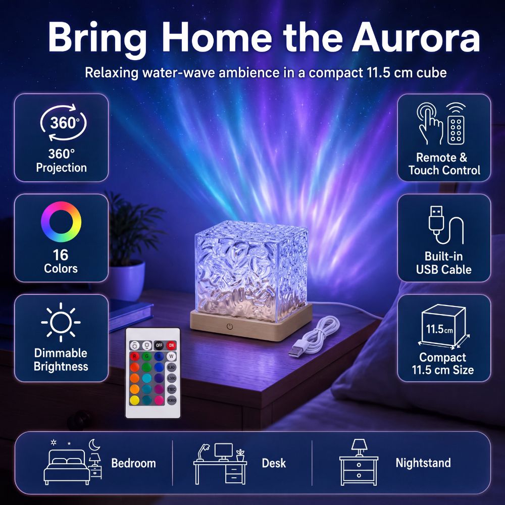 Aurora Water Wave Cube Lamp