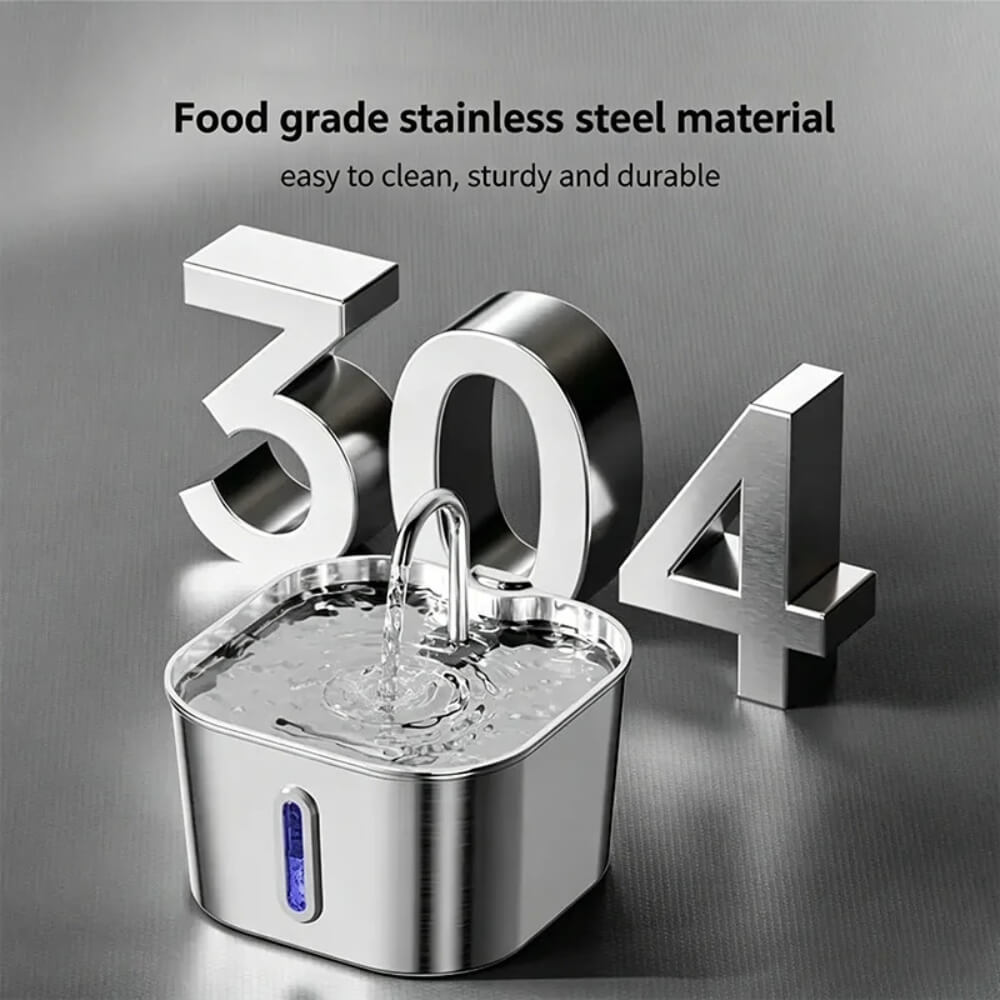 Ultra-Quiet Stainless Steel Cat Water Fountain – 2.2L