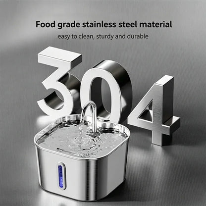 Ultra-Quiet Stainless Steel Cat Water Fountain – 2.2L